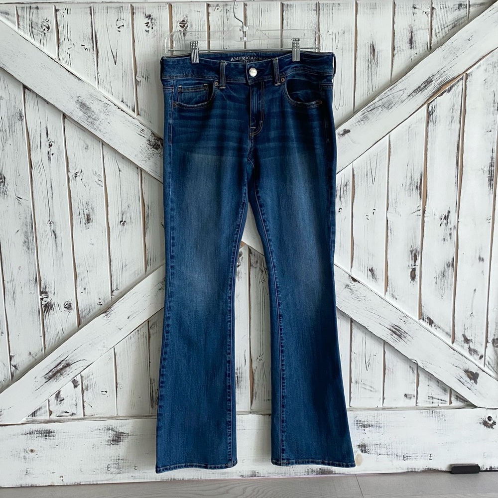 American Eagle Outfitters KICK BOOT Jeans, Super Stretch, Size 10 LONG